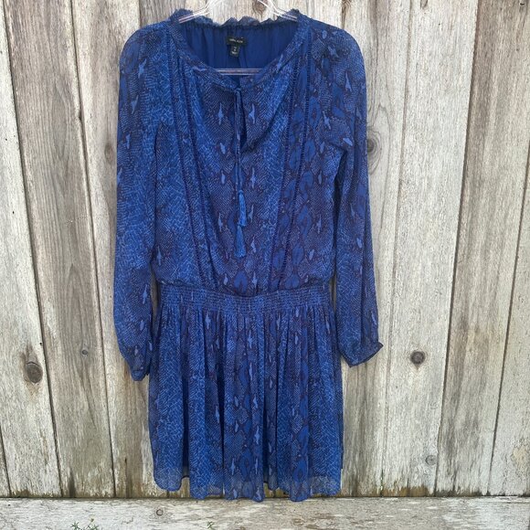 Banana Republic Blue Snakeskin Long Sleeve Dress Small - Picture 3 of 13